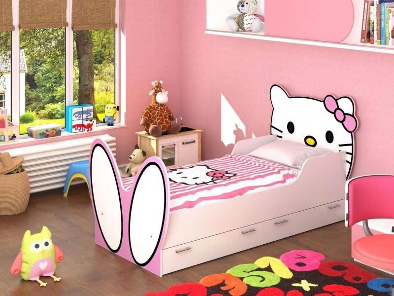 кровать hello kitty! с бязевым матрацем в Пскове