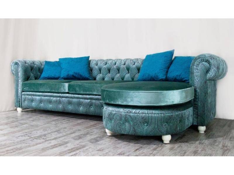 диван chesterfield с оттоманкой в Пскове