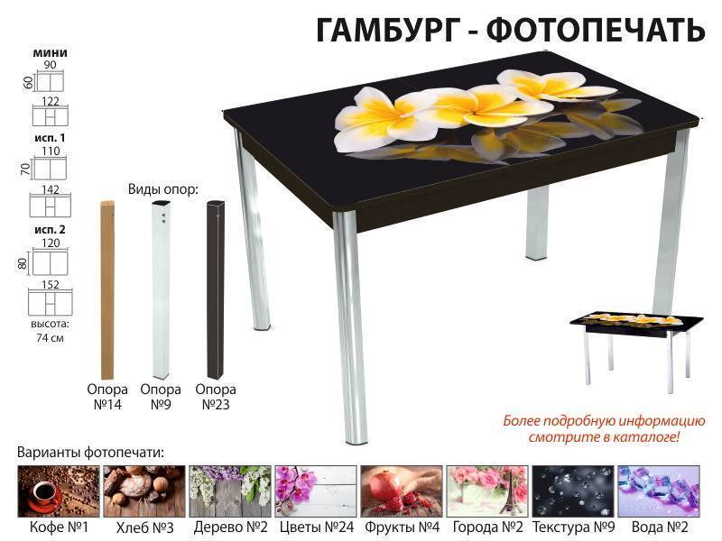 стол обеденный гамбург фотопечать в Пскове