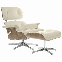 кресло eames style lounge chair & ottoman кремовое в Пскове