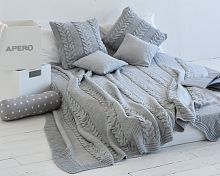 комплект плед с косами (180*220) и 2 наволочки (50*50) серый в Пскове