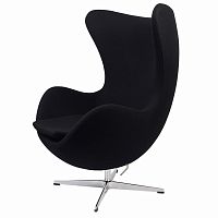 кресло arne jacobsen style egg chair черное в Пскове