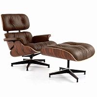 кресло eames style lounge chair & ottoman premium коричневое в Пскове