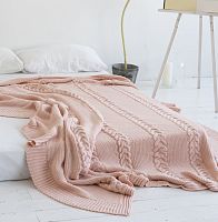 комплект плед с косами (180*220) и 2 наволочки (50*50) св. персик в Пскове