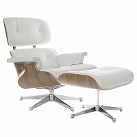 кресло eames style lounge chair & ottoman белое в Пскове