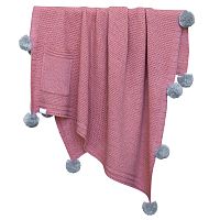 плед pompon 90х90 брусника/белый+серый в Пскове