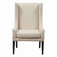 кресло мягкое с ушами белое nailhead fabric armchair в Пскове