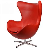 кресло arne jacobsen style egg chair кожа красное в Пскове