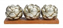 подсвечник сеербряный на 3 свечи на подставке шишки fir cone, 28 см в Пскове