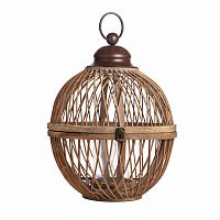 подсвечник-фонарь круглый деревянный большой со стеклом bamboo, 40 см в Пскове