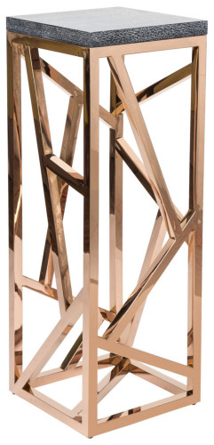 консоль geometric высокая 40x40x110 золото, серая столешница в Пскове