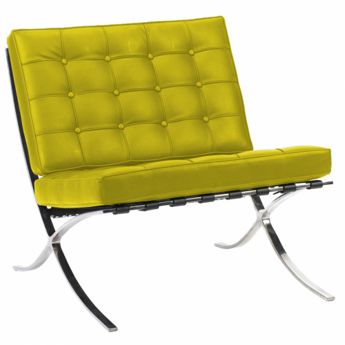 кресло barcelona chair кожа лимонное в Пскове