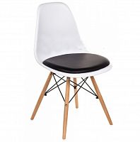 стул деревянный pc-011 белый / черный (eames style) в Пскове