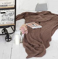 комплект плед с косами (180*220) и 2 наволочки (50*50) св. кофейный в Пскове