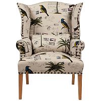 кресло мягкое с ушами quinn tufted armchair бежевое с рисунком в Пскове